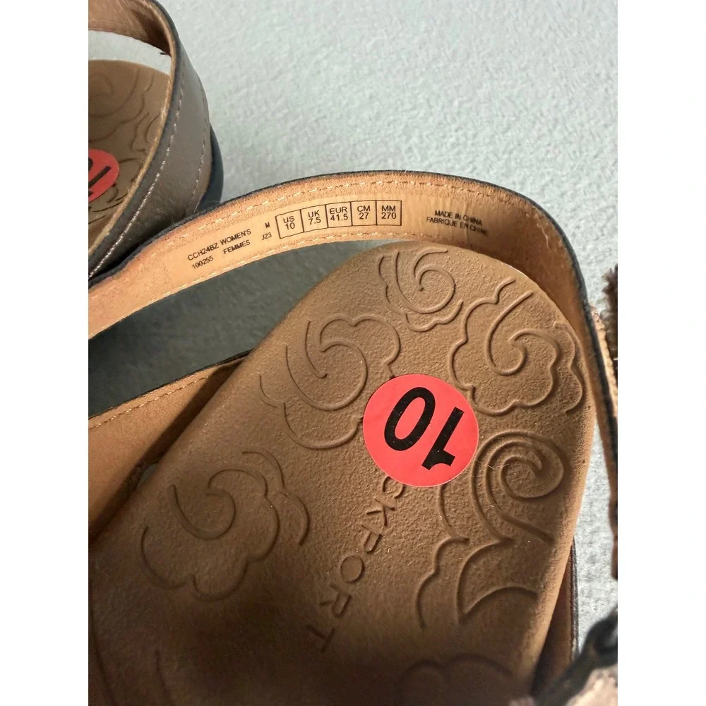 Rockport Briah Perf Slingback Sandals Metallic Bronze Laser Cut Thong Womens 10